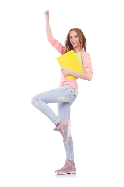 Jeune étudiant isolé sur le blanc — Photo