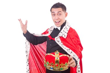 Taçlı bir iş adamı beyazlar içinde.