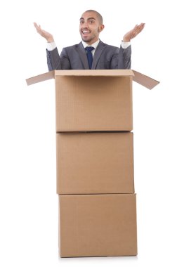 işadamı üzerinde beyaz izole kutusu