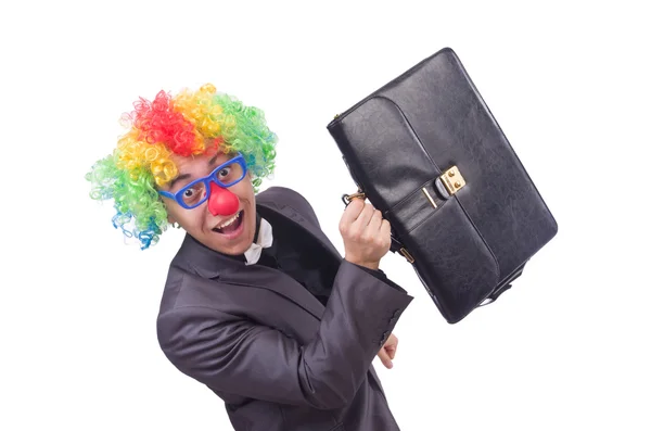 Clown Geschäftsmann isoliert auf weiß — Stockfoto