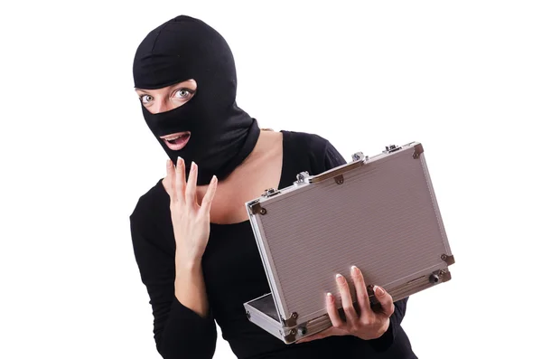 Industrial espionage concept with person in balaclava — Stock Photo, Image