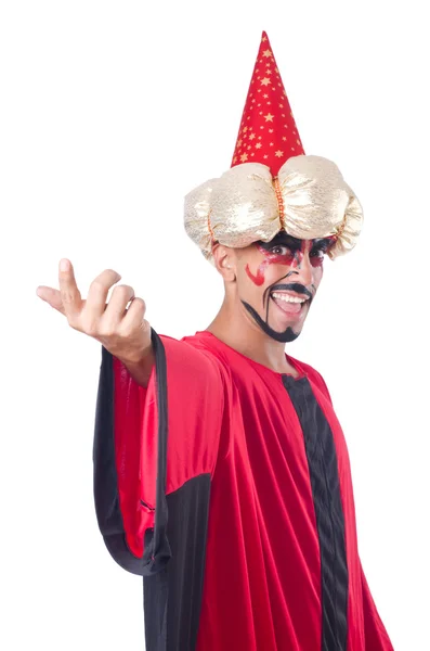 Wizard in red costume isolated on white — Stock Photo, Image