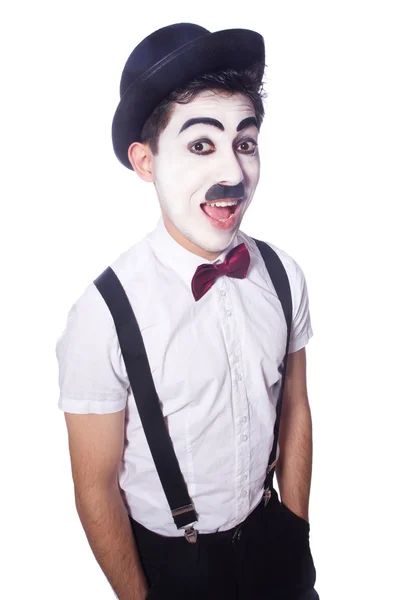 Personifizierung von Charlie Chaplin auf Weiß — Stockfoto