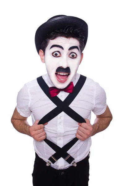 Personifikace Charlieho Chaplina na bílém — Stock fotografie