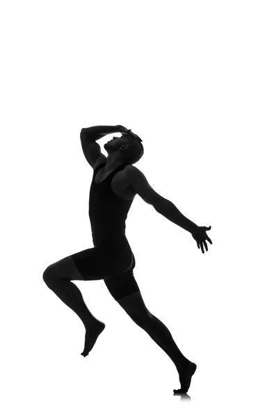 Erkek dansçı üzerinde beyaz izole silüeti — Stok fotoğraf
