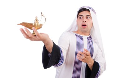 Arap adam beyaz izole lambalı