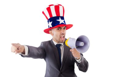 adam hoparlör ve Amerikan şapka