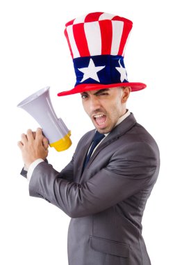 adam hoparlör ve Amerikan şapka