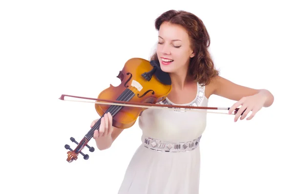 하얀 바이올린을 들고 있는 소녀 — 스톡 사진