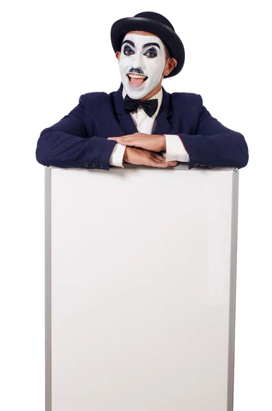 Hombre divertido con tablero en blanco — Foto de Stock