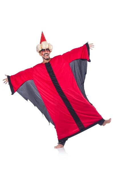 Wizard in red costume isolated on white — Stock Photo, Image