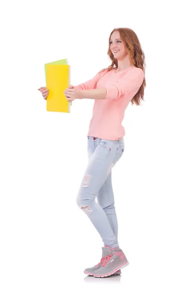 Joven estudiante aislado en el blanco — Foto de Stock