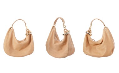 Kadın çantası beyaz arka planda izole edilmiş.