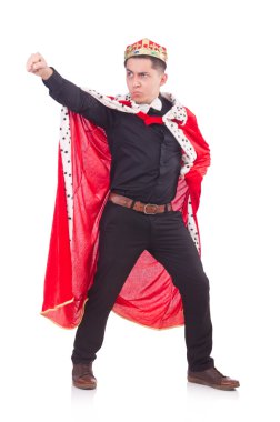 Taçlı bir iş adamı beyazlar içinde.