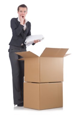 kadın iş kadını beyaz kutular