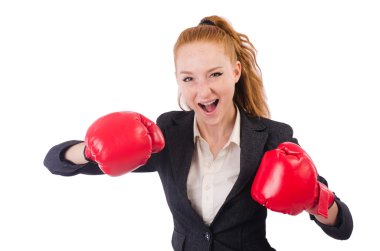 Beyaz eldivenli kadın iş kadını.