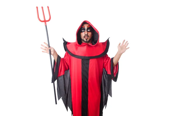 Uomo diavolo in costume rosso — Foto Stock