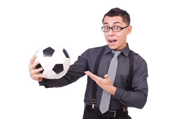 Vicces ember, foci, elszigetelt fehér — Stock Fotó