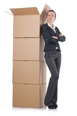 kadın iş kadını beyaz kutular