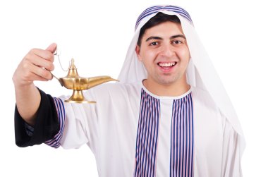 Arap adam beyaz izole lambalı