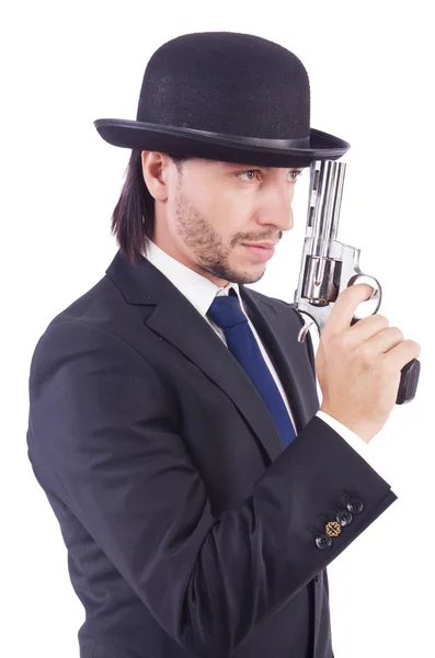 Man with gun isolated on the white — Stock Photo, Image