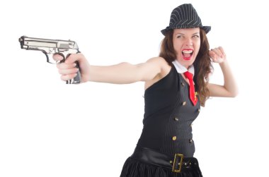 genç kadın gangster edici beyaz top