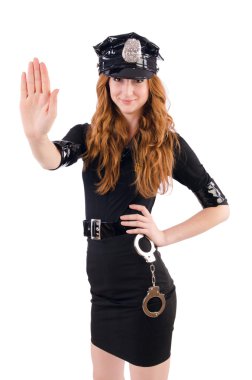 Redhead police officer isolated on white clipart