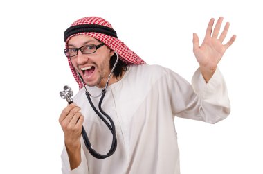 Beyaz steteskoplu Arap doktor