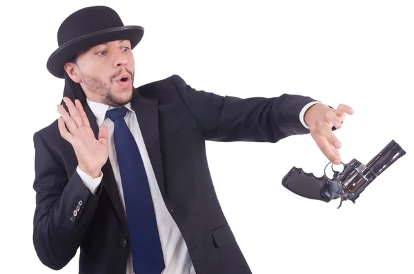 Man with gun isolated on the white — Stock Photo, Image