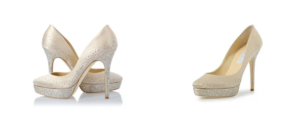 Photo composite de chaussures femme isolées sur blanc — Photo