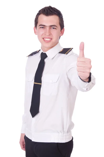 Fiatal pilóta elszigetelt a fehér — Stock Fotó