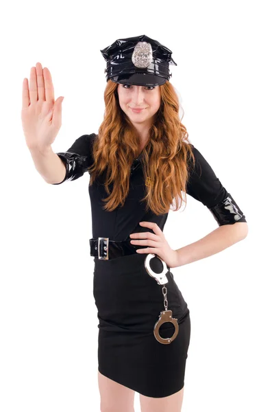 Redhead police officer isolated on white Royalty Free Stock Photos