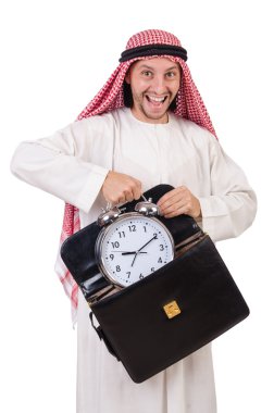 Arap adam beyaz üzerinde zaman kavramı