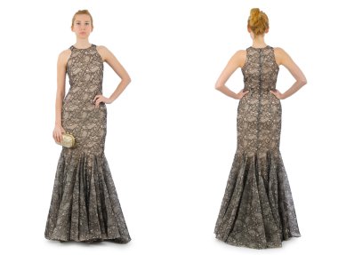 Beyaz kadın kıyafetleri ile moda konsepti