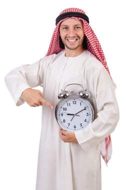 Arap adam beyaz üzerinde zaman kavramı