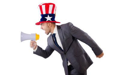 adam hoparlör ve Amerikan şapka
