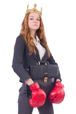 Kraliçe boksör işkadını beyaz izole