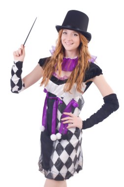 Sihirbaz kadın beyaz değnekle