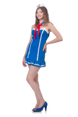 Seyahat görevlisi beyazın üzerinde izole edilmiş.