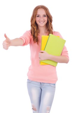 Beyaz tenli genç bir öğrenci.