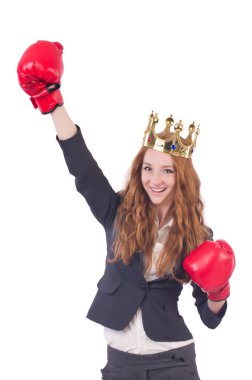 Kraliçe boksör işkadını beyaz izole
