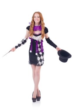 Sihirbaz kadın beyaz değnekle