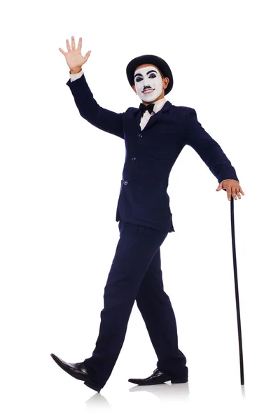 Personificatie van Charlie Chaplin op wit — Stockfoto
