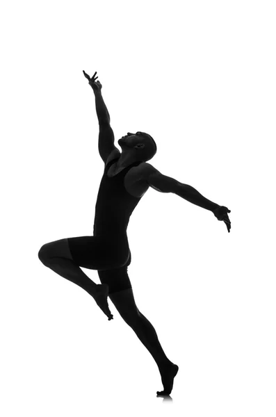 Silhouette of male dancer isolated on white — Stock Photo, Image