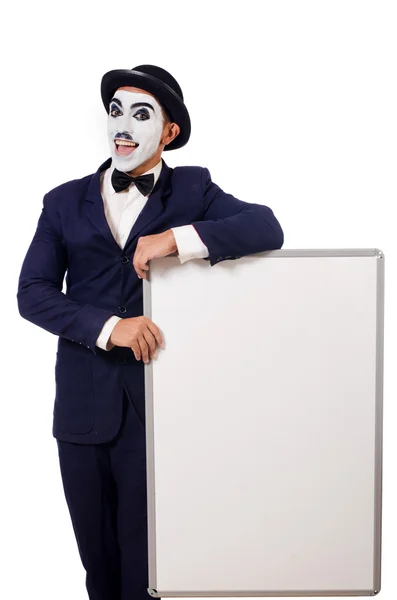 Funny man with blank board — Stock Photo, Image