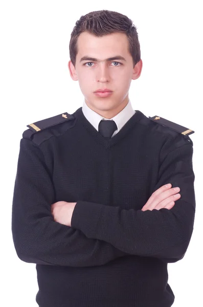 Young pilot isolated on the white — Stock Photo, Image
