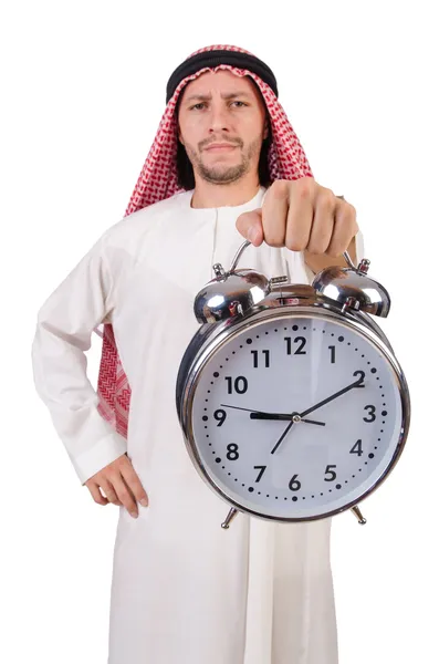 Arab man i tid koncept på vitt — Stockfoto