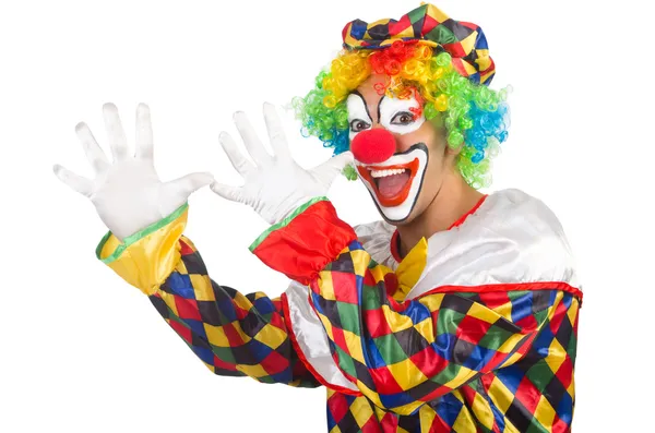 Rolig clown isolerad på vitt — Stockfoto