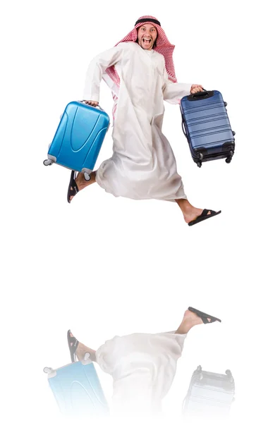 Arab férfi fehér bőrönddel — Stock Fotó