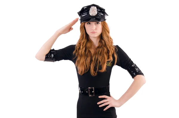 Zrzka policejní důstojník izolované na bílém — Stock fotografie